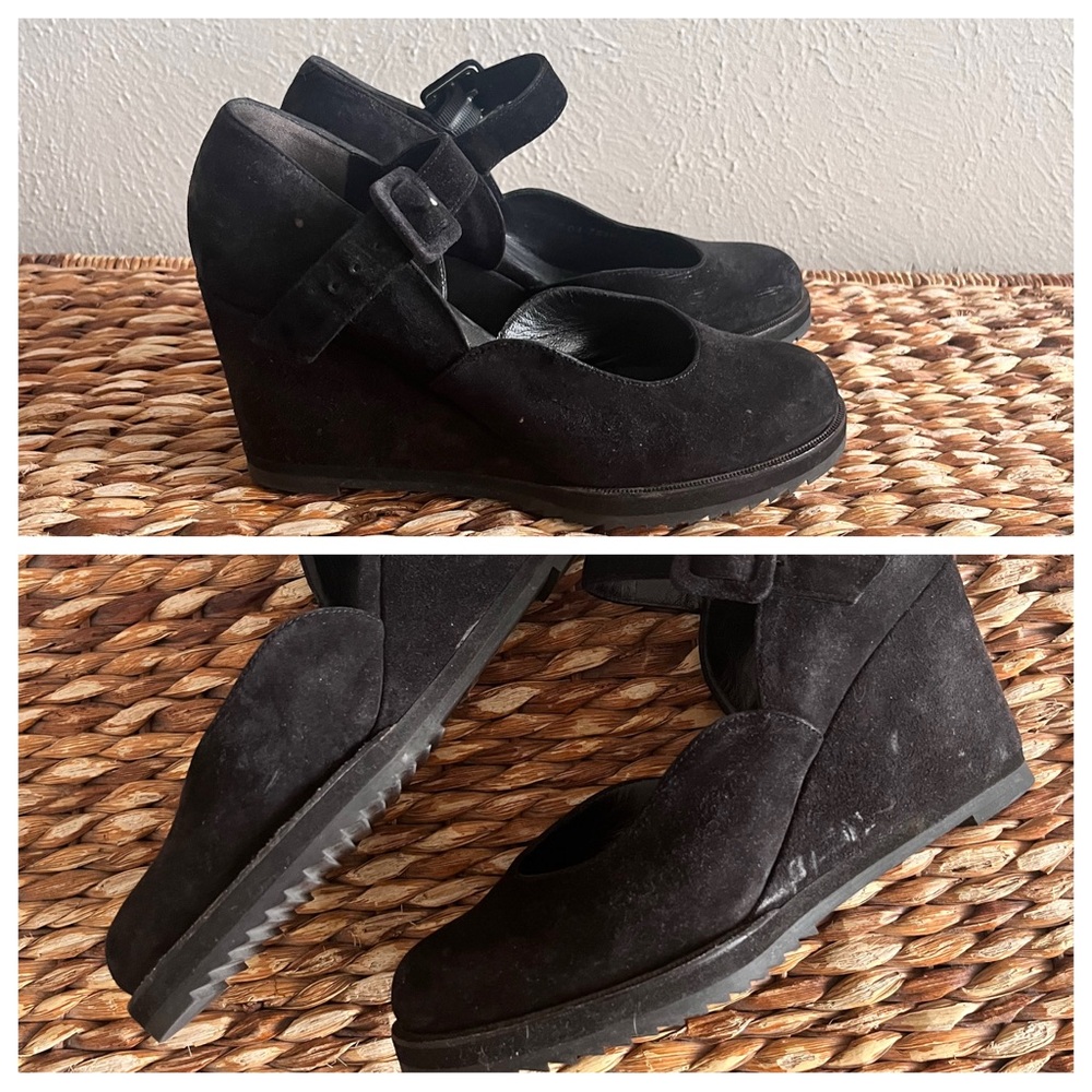 Robert Clergerie Chunky Suede Platforms wedges heels Mary Jane shoes 6.5